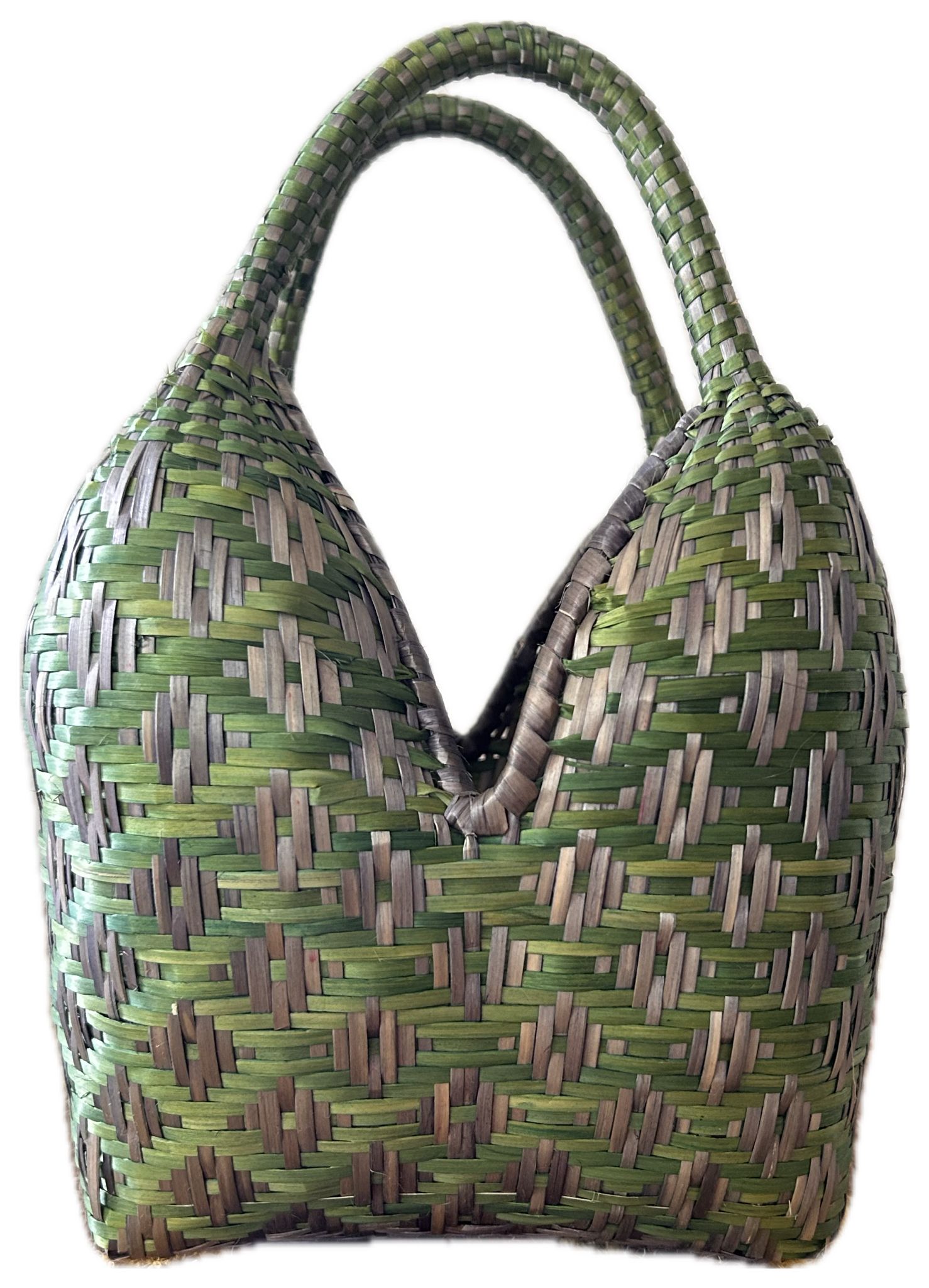 Bolso "Brunita" celeste grisáceo y verde