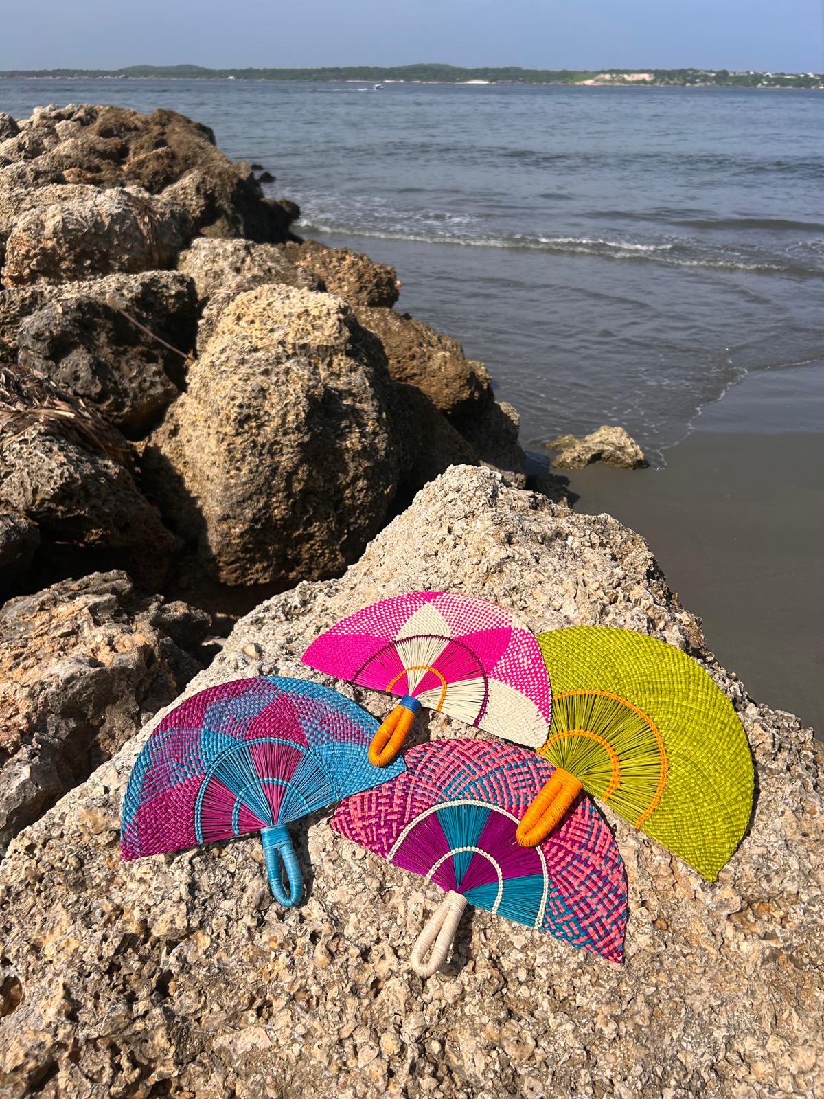 Abanico "Tunja" verde y naranja