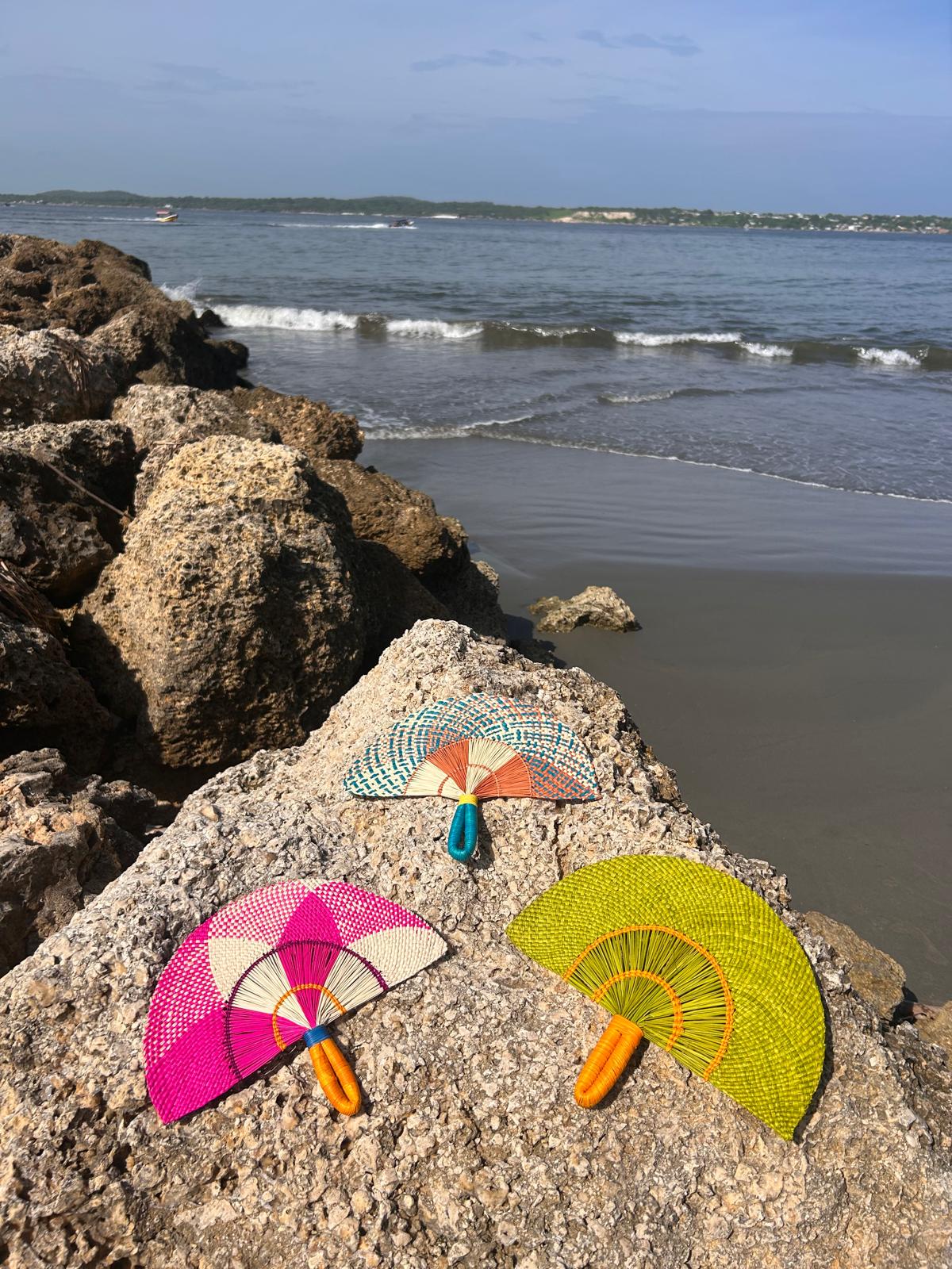 Abanico "Tunja" verde y naranja