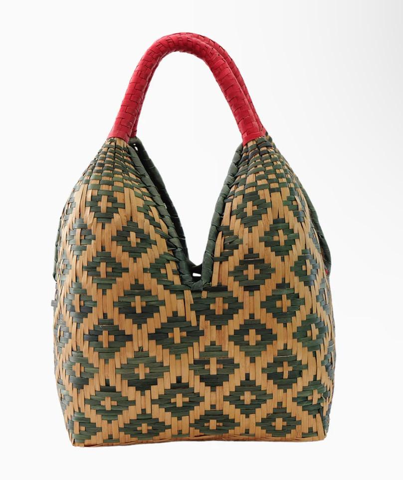 Bolso "Brunita" verde con asa roja