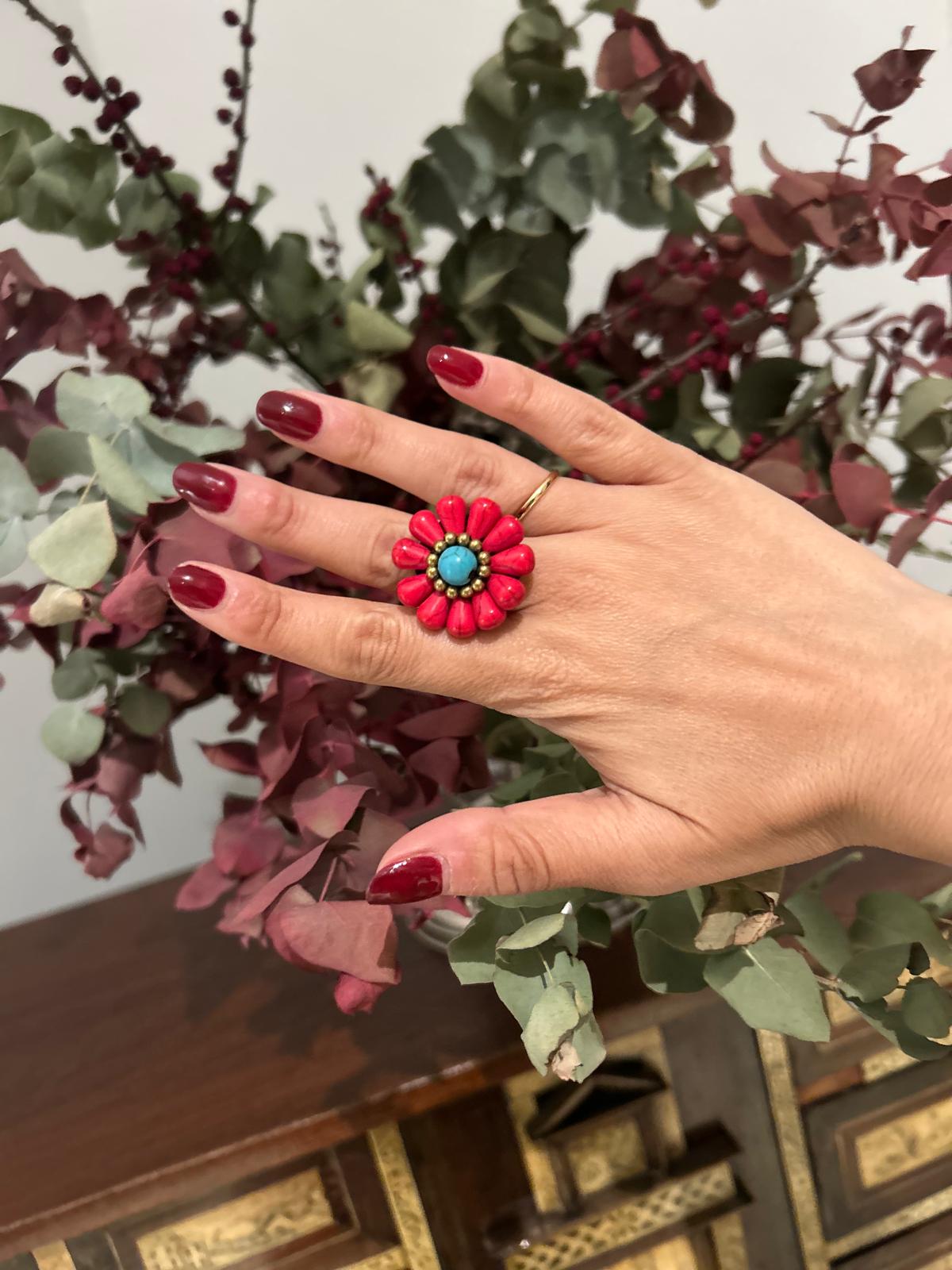 Anillo de semillas rojo