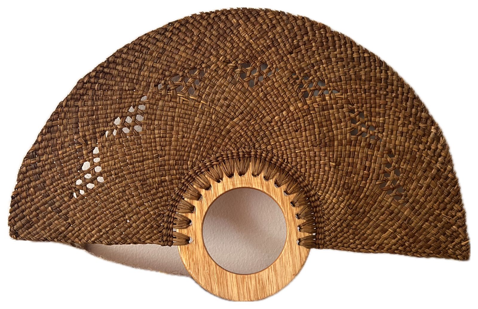 Abanico "Muiscas" marrón cenefa