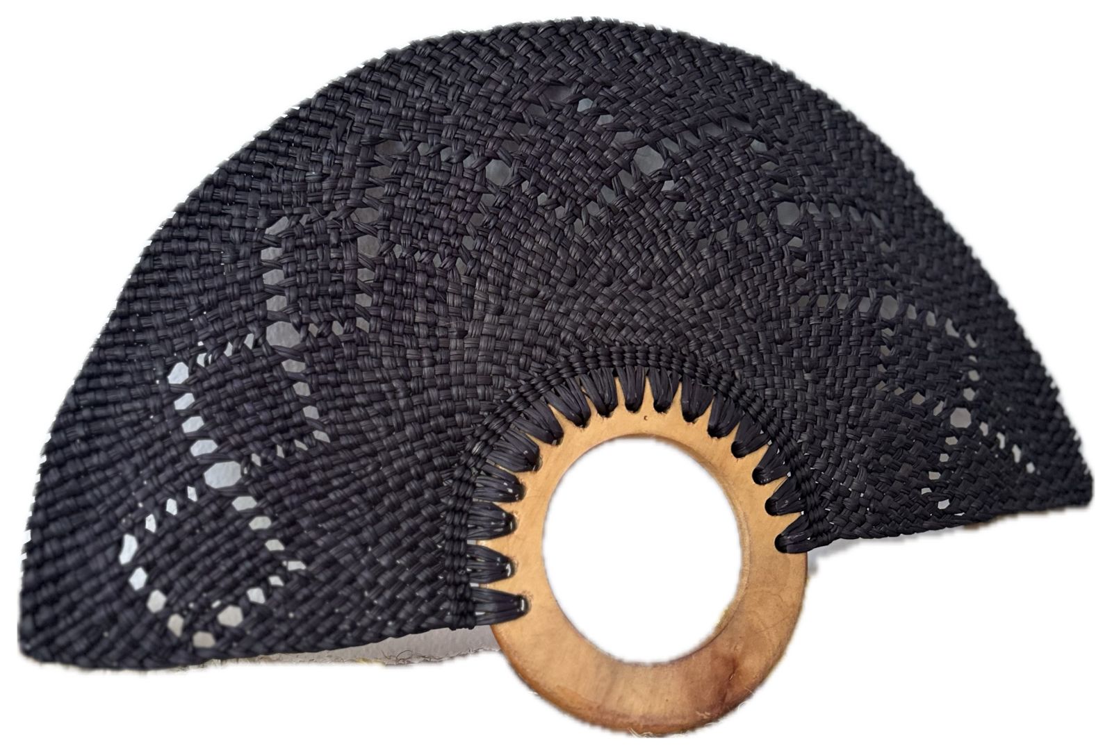 Abanico "Muiscas" negro cenefa