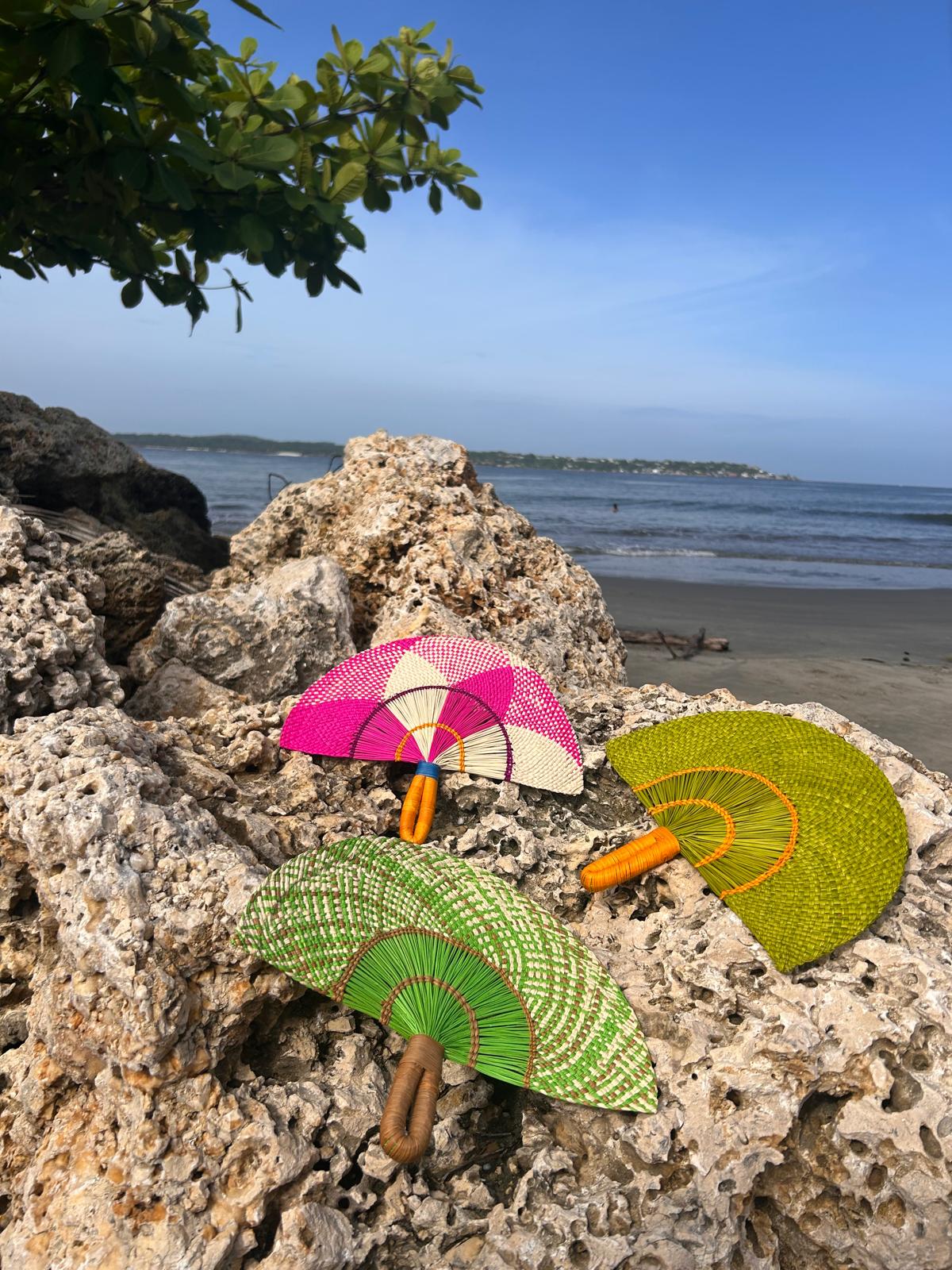 Abanico "Tunja" verde y marrón