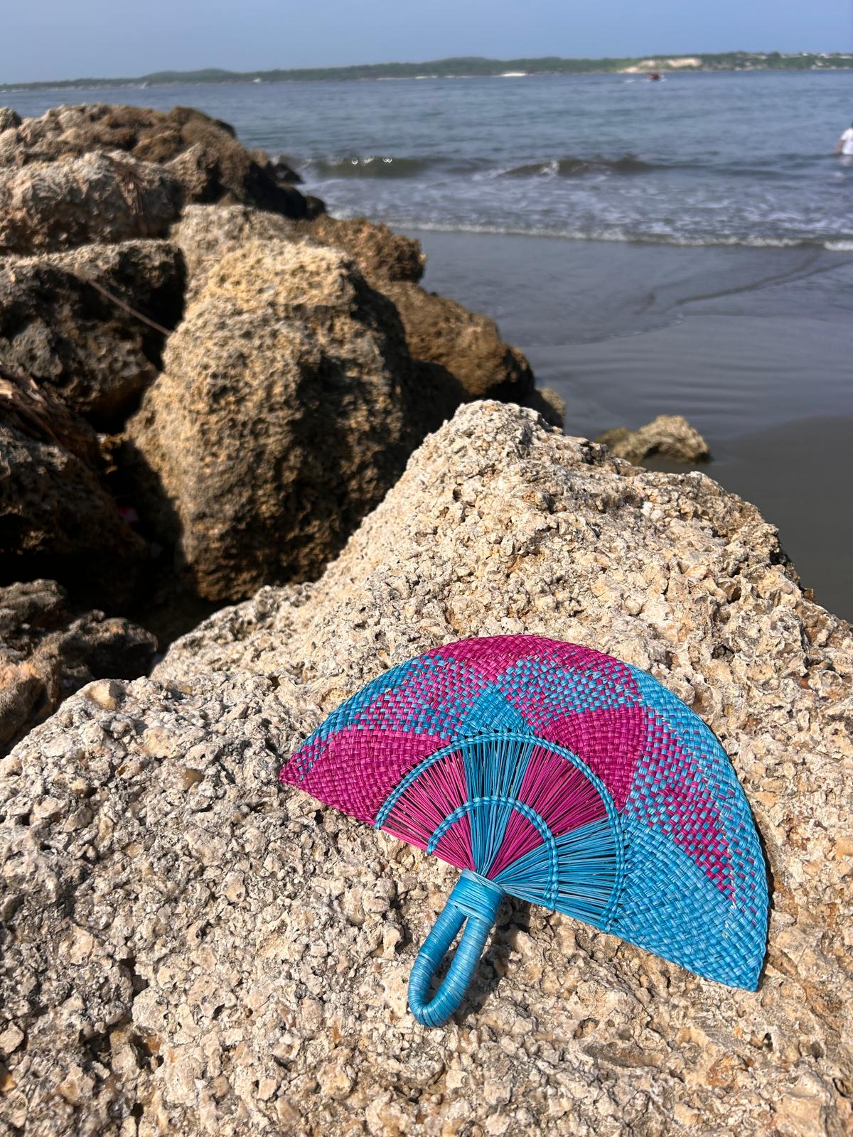 Abanico "Tunja" morado y rosa