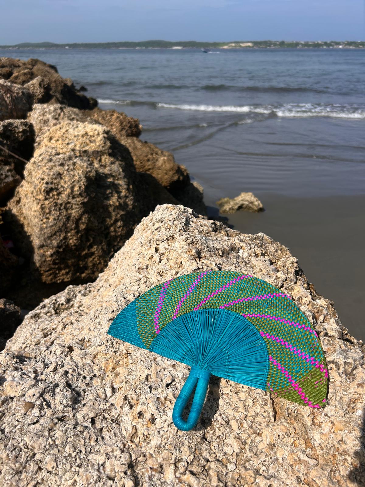 Abanico "Tunja" azul y verde