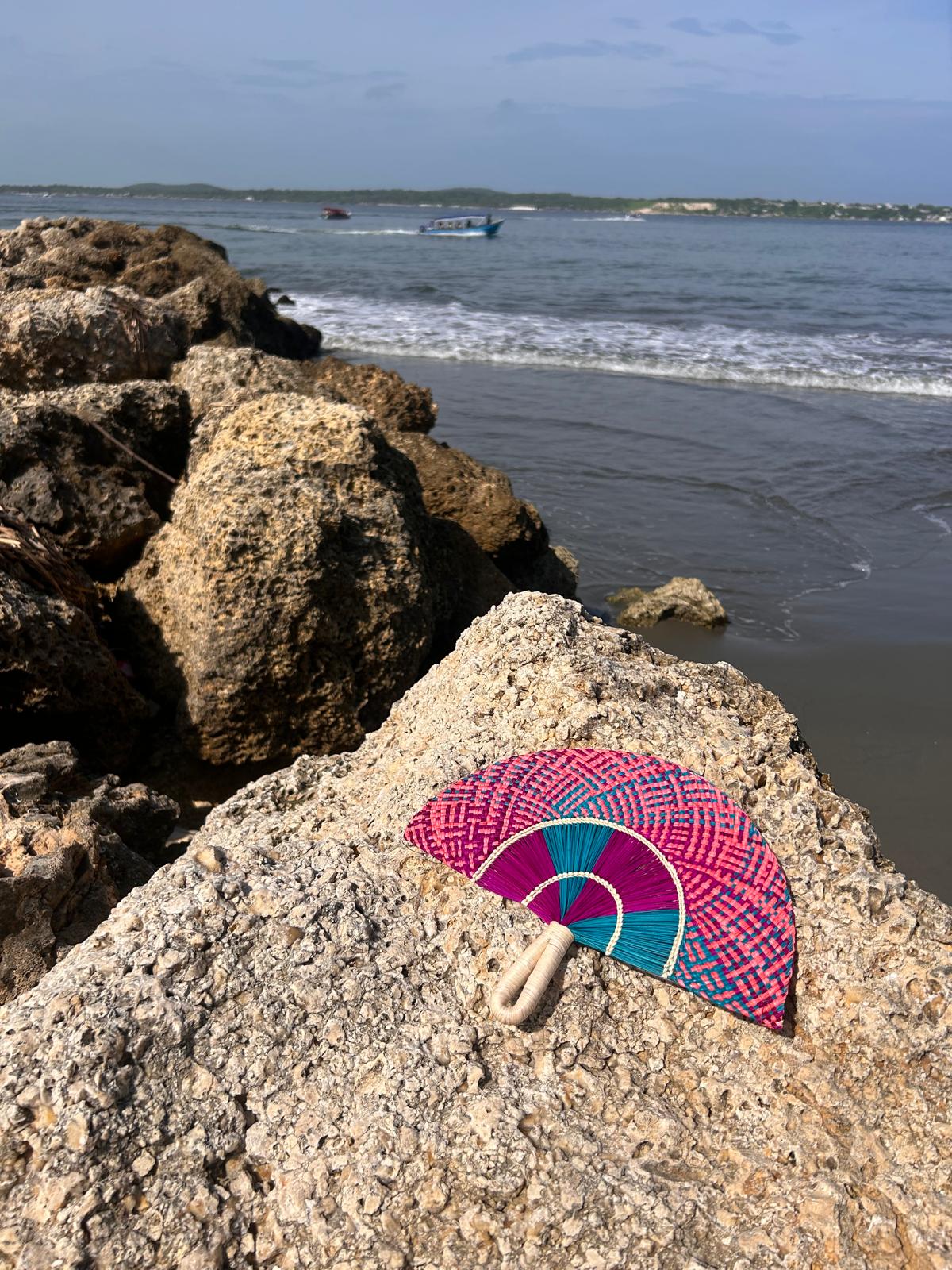 Abanico "Tunja" morado y rosa