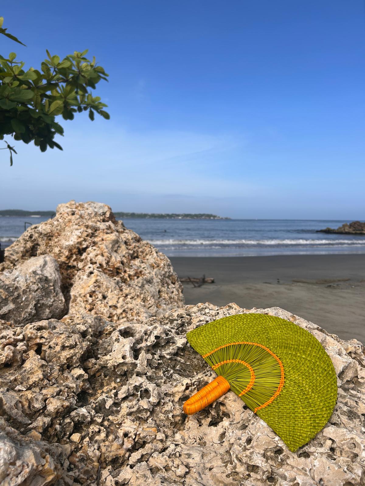 Abanico "Tunja" verde y naranja