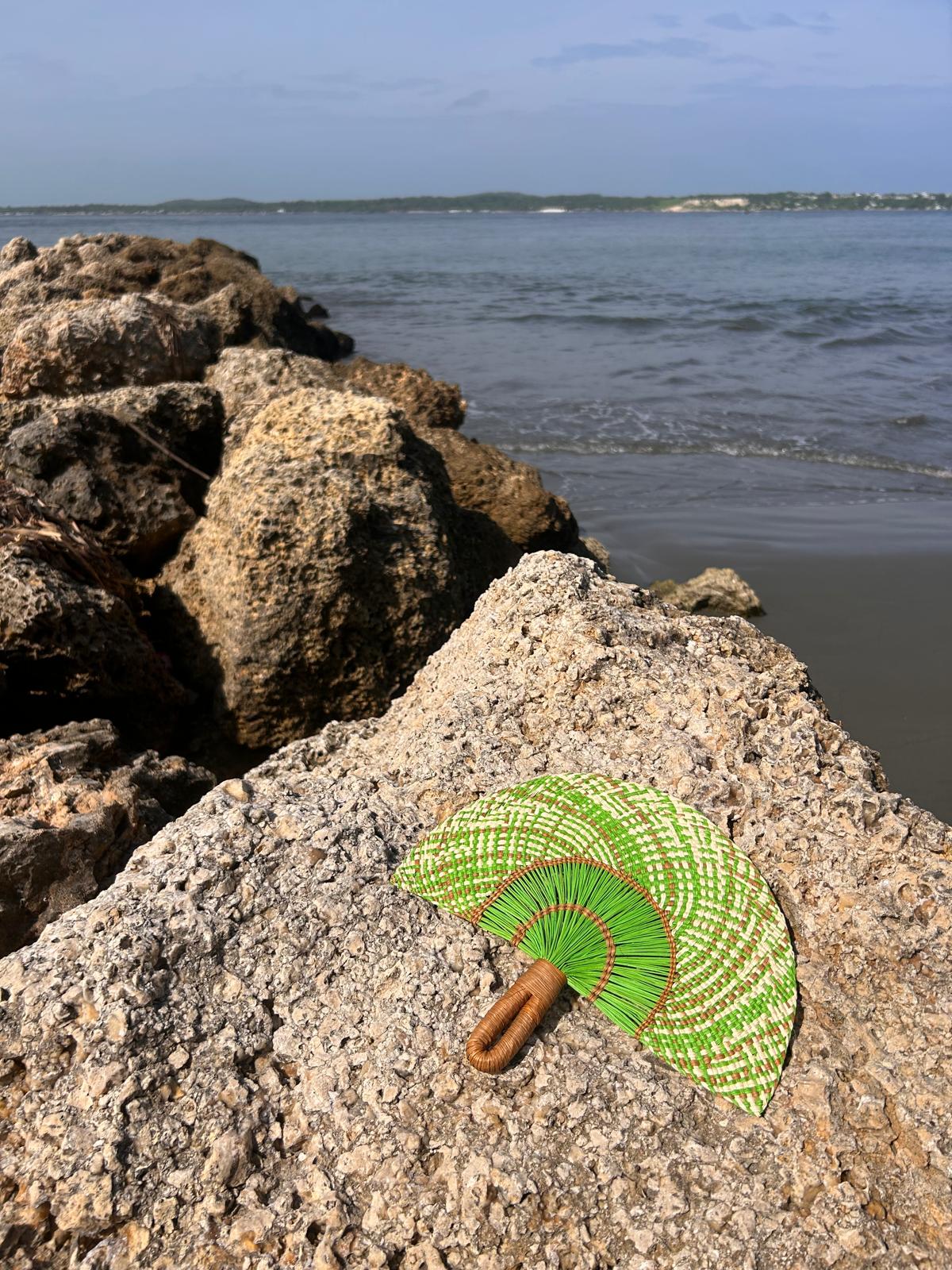 Abanico "Tunja" verde y marrón