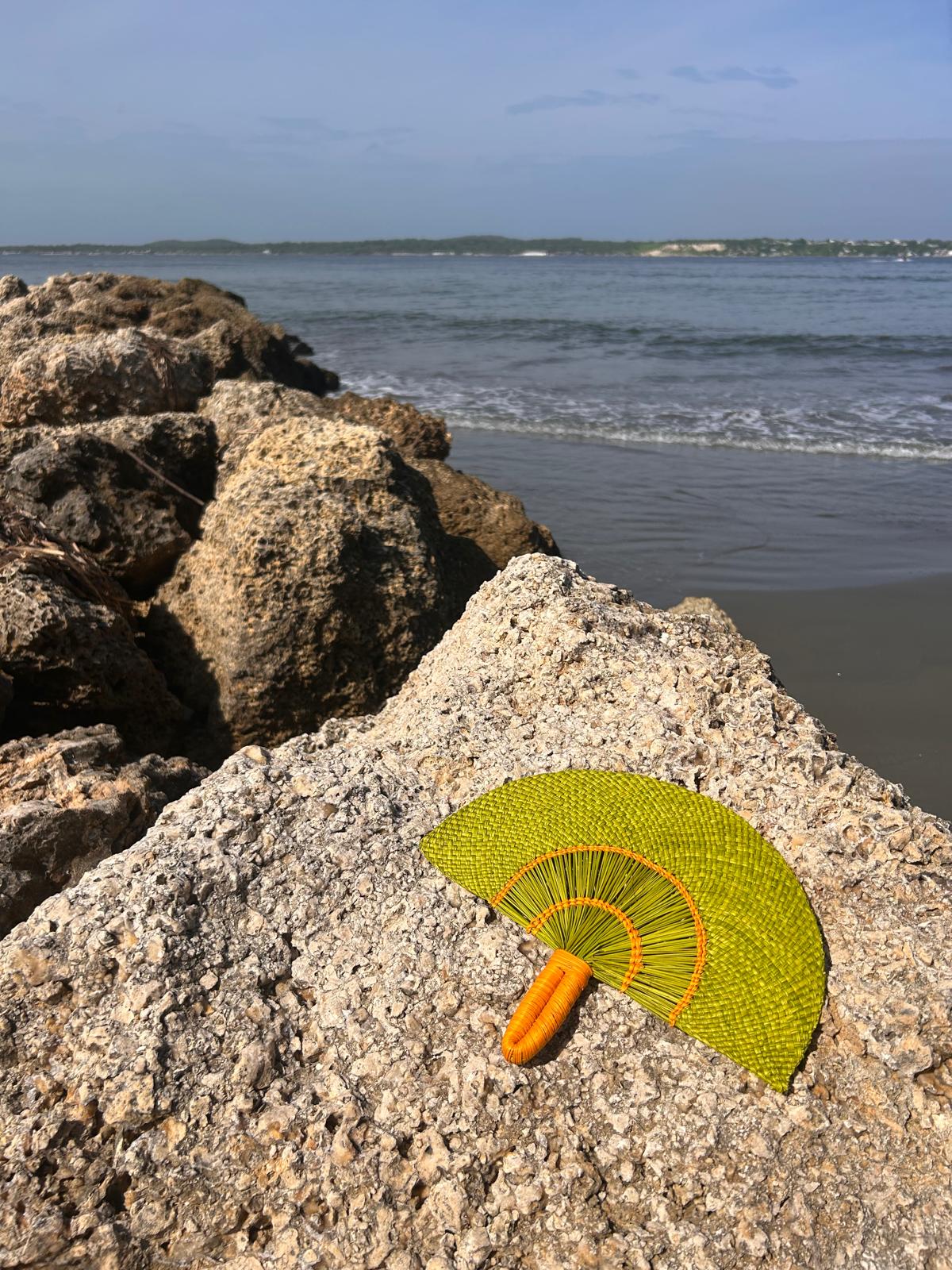 Abanico "Tunja" verde y naranja