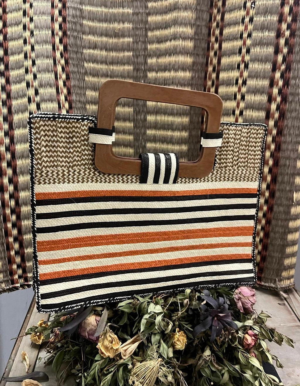 Bolso "Guatapé" asa rectangular azul y rosa 08