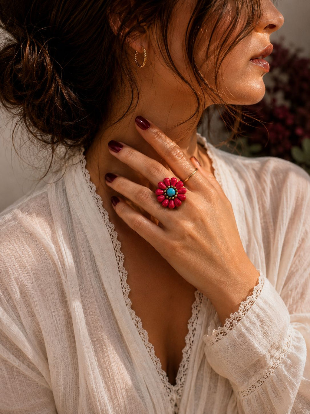 Anillo de semillas rojo