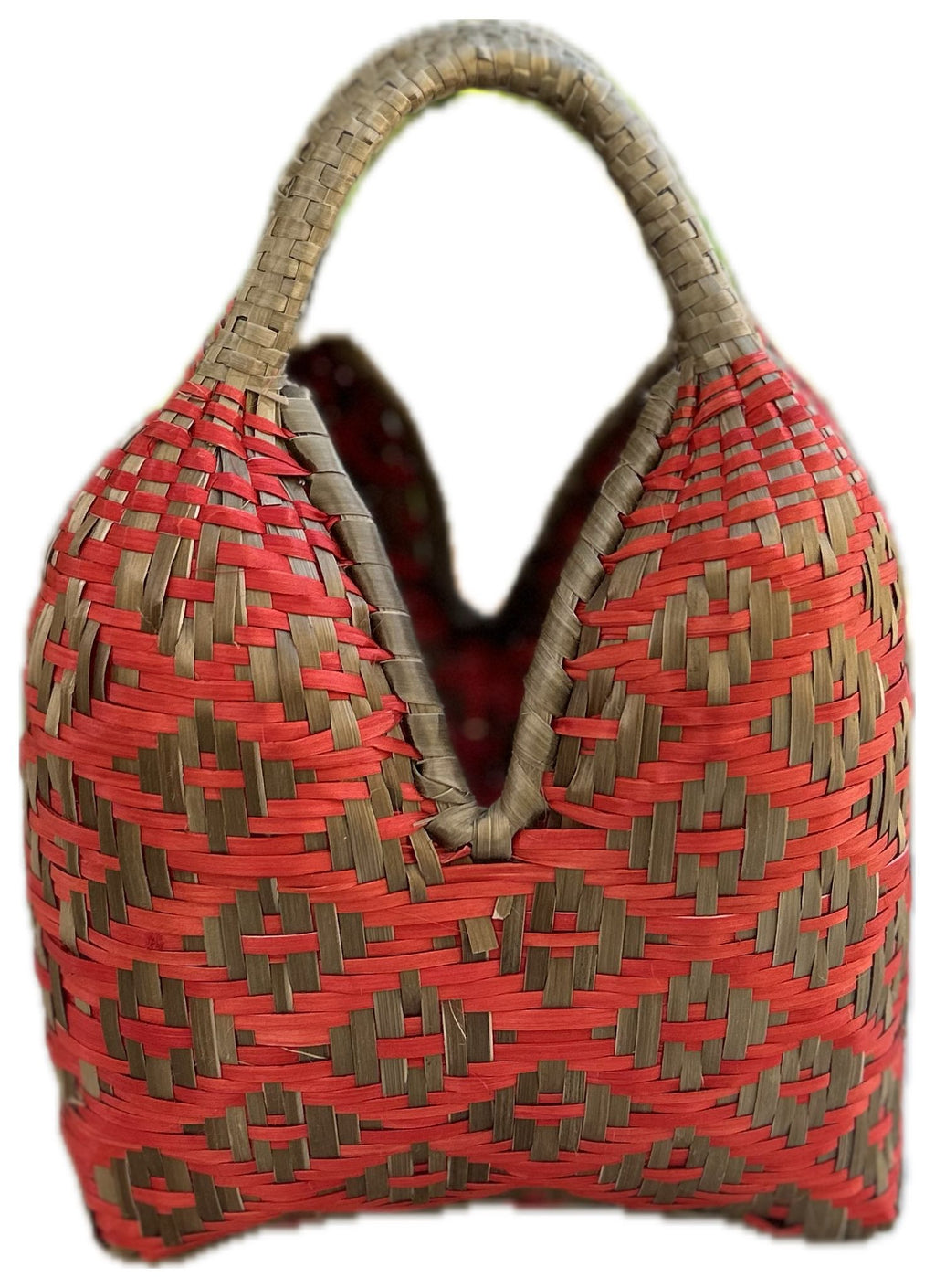 Bolso "Mini Brunita" triángulo rojo y marrón