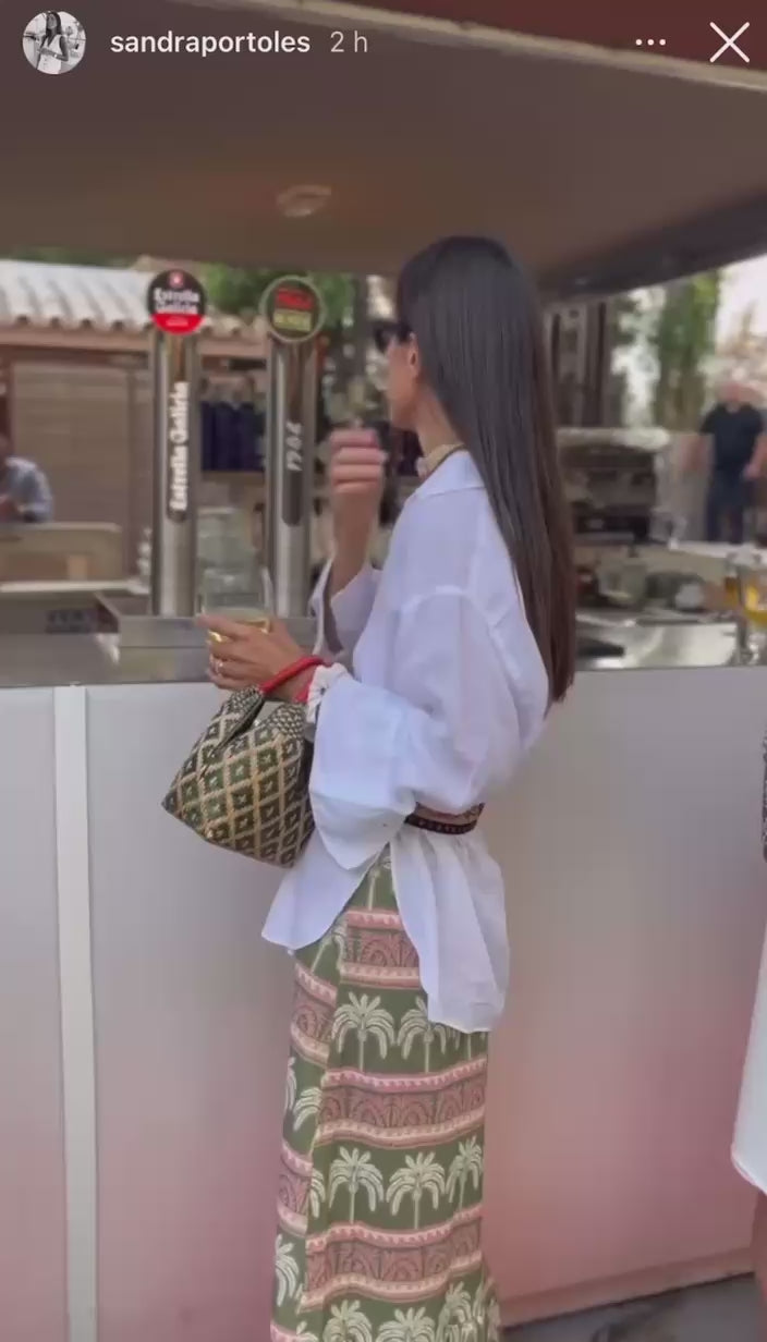 Bolso "Brunita" verde con asa roja